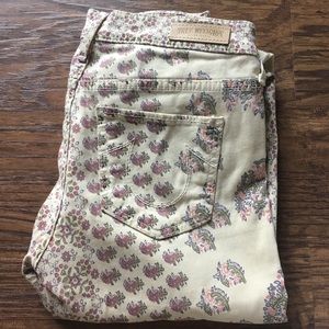 True Religion Cream Floral Skinny Jeans